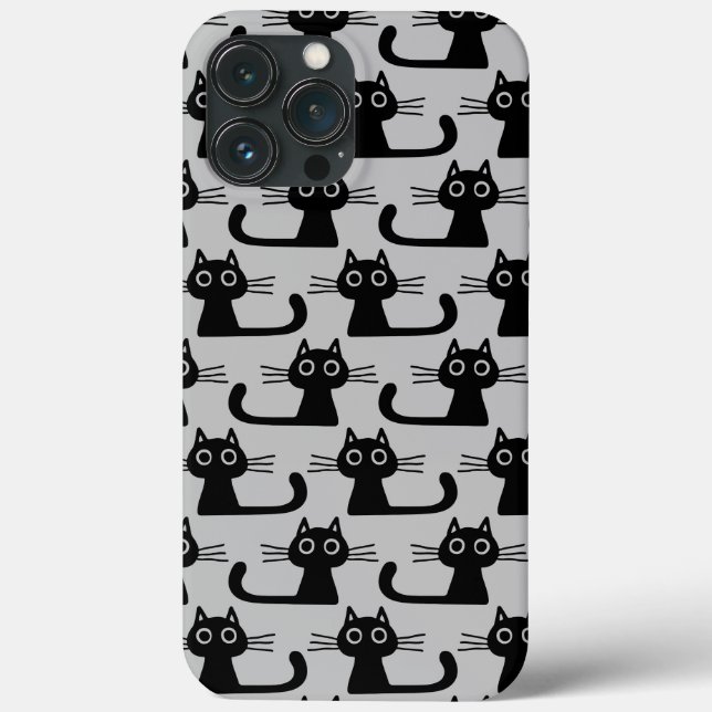Coques Case-Mate iPhone Chats chats chaton noir Motif gris et noir (Verso)
