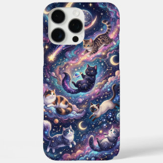 Coque iPhone 16 Pro Max Chats cosmiques parmi les étoiles
