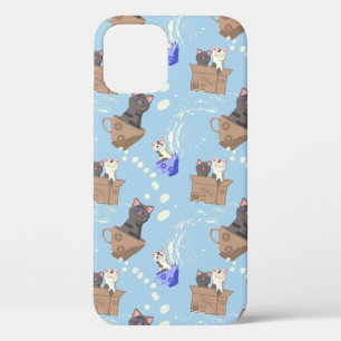 Case-Mate iPhone Case Chats dans une boîte et gouttes de lait sur fond b