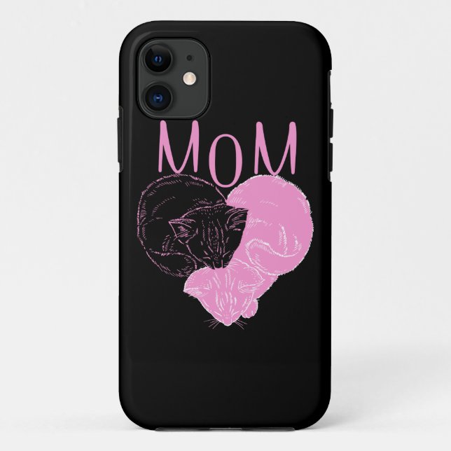 Coques Case-Mate iPhone Chats de coeur MOM rose (Dos)