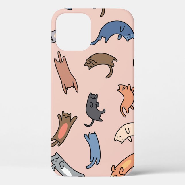 Coques Case-Mate iPhone Chats de gribouillis motifs sans couture, illustra (Verso)