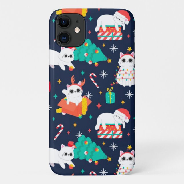 Coques Case-Mate iPhone Chats de Noël amusants (Dos)