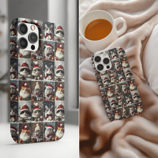 Coques Case-Mate iPhone chats de Noël mignons animaux d'hiver rustique (Créateur téléchargé)