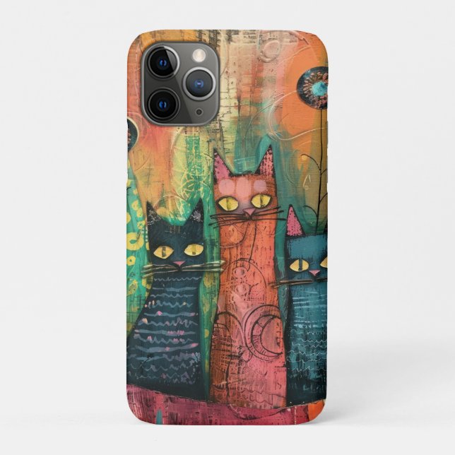 Coques Case-Mate iPhone Chats en aquarelle Boho - Earthy Feline Art (Dos)