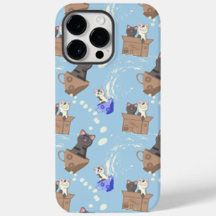 Coque Case-Mate iPhone Chats en boîte et gouttes de lait sur bleu