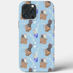 Case-Mate iPhone Case Chats en boîte et gouttes de lait sur bleu