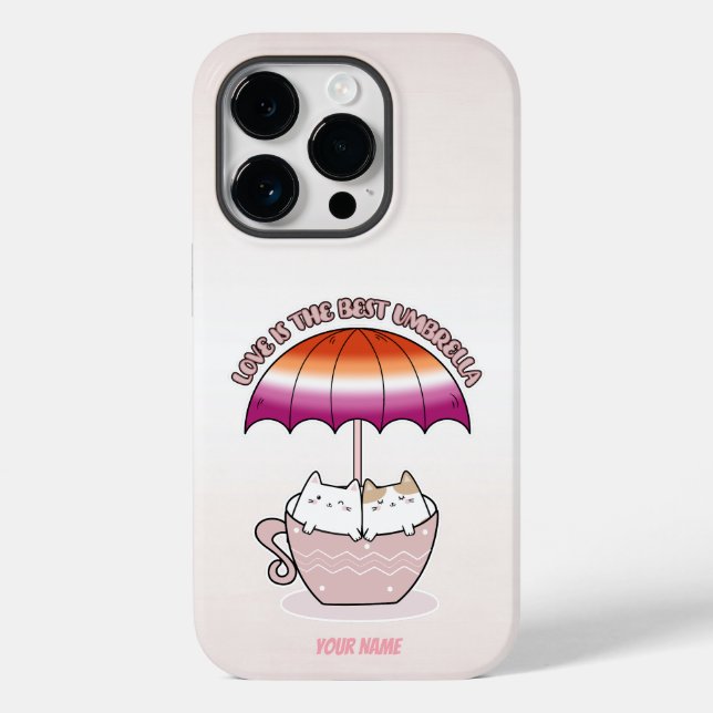 Coques Case-Mate iPhone Chats en Mug sous parapluie en couleurs lesbiennes (Verso)