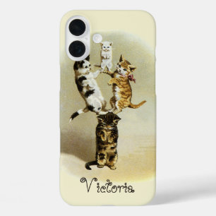 Coques iPhone 16 Plus Chats et chatons victoriens mignons jouant, humour