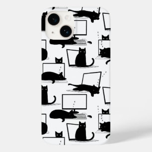 Coque Case-Mate iPhone Chats noirs assis sur des ordinateurs portables Mo