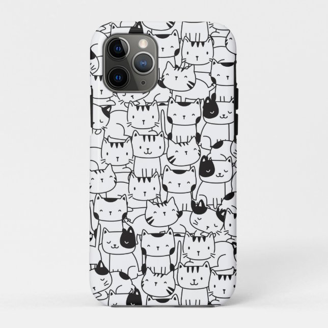 Coques Case-Mate iPhone Chats noirs et blancs mignons (Dos)