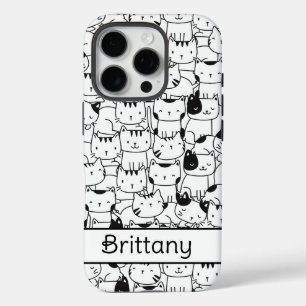 Coque iPhone 16 Pro Chats noirs et blancs mignons