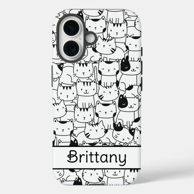 Coques Case-Mate iPhone Chats noirs et blancs mignons (Verso)