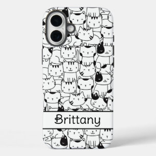 Coque Pour iPhone 16 Plus Chats noirs et blancs mignons