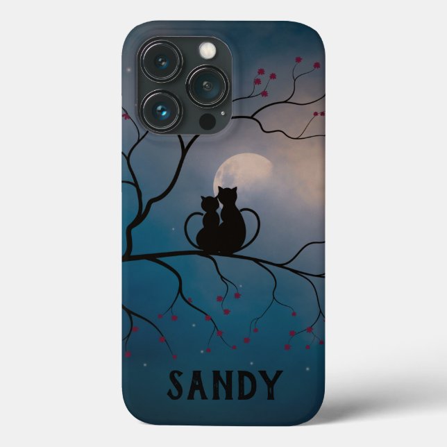 Coques Case-Mate iPhone Chats noirs et lune et étoiles  (Verso)
