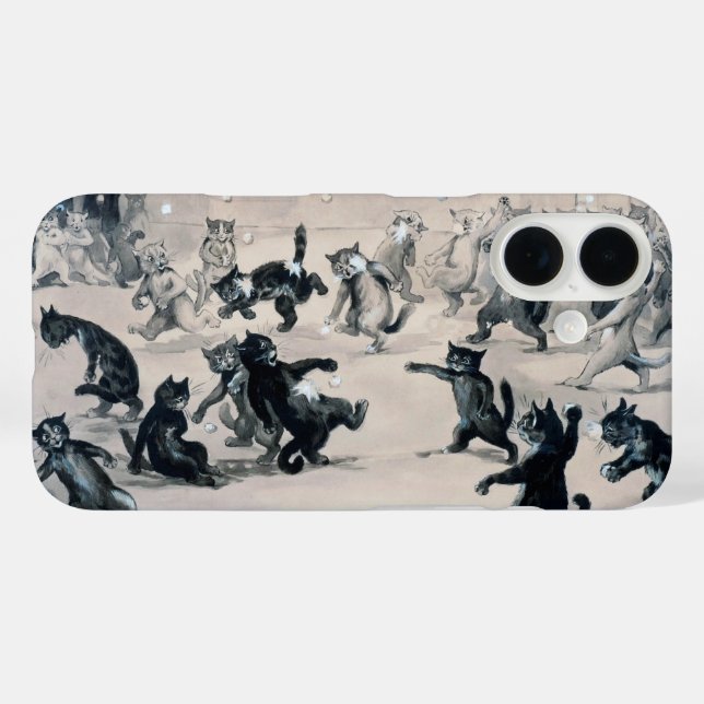 Coques Case-Mate iPhone Chats Snowball Combat, Louis Wain (Verso (horizontal))
