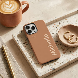 Coque iPhone 16 Pro Max Chaud nom personnalisé Terracotta & Beige Esthétiq