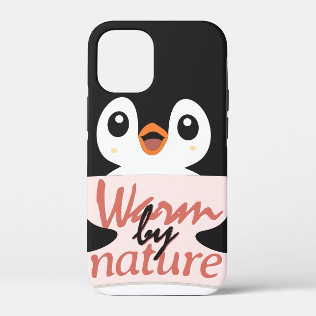 Coques Case-Mate iPhone Chaud par nature : Adorable Manchot avec Texte Lud (Verso)