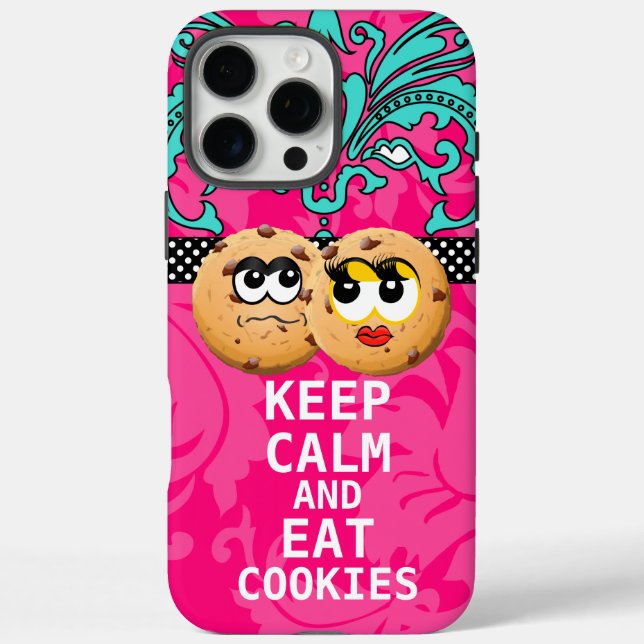 Coques Case-Mate iPhone Chaud rose Damask CONSERVEZ CALME ET Mangez des co (Verso)