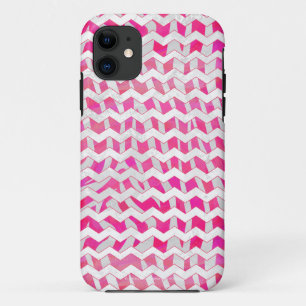 Coques Pour iPhone Chaud rose et blanc Chevron Zebra