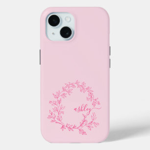 Coque Case-Mate iPhone Chaud rose moderne Script Girl Monogramme Nom