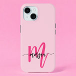 Coque Case-Mate iPhone Chaud rose moderne Script Girl Monogramme Nom<br><div class="desc">Protégez votre téléphone avec style avec notre Hot Pink Modern Script Girly Monogramme Nom iPhone 15 Coque! Doté d'un design rose vif, ce coque est personnalisé avec votre nom dans un script moderne chic pour une touche personnalisée. Conçu pour l'iPhone 15, il offre une protection durable contre les rayures et...</div>