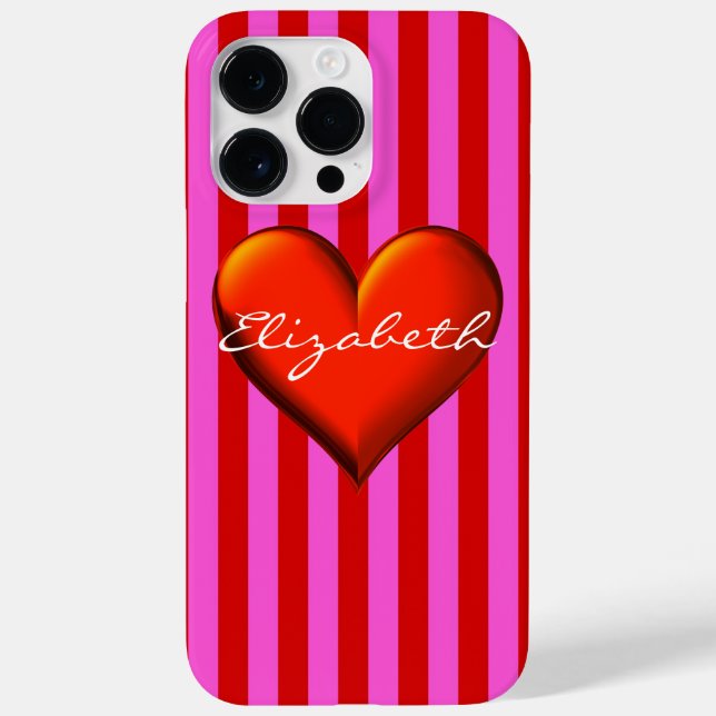 Coques Case-Mate iPhone Chaud rose rouge rayure rouge métal monogramme de  (Verso)