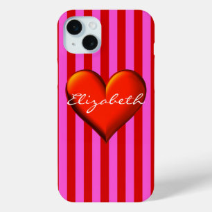Coque Case-Mate iPhone Chaud rose rouge rayure rouge métal monogramme de