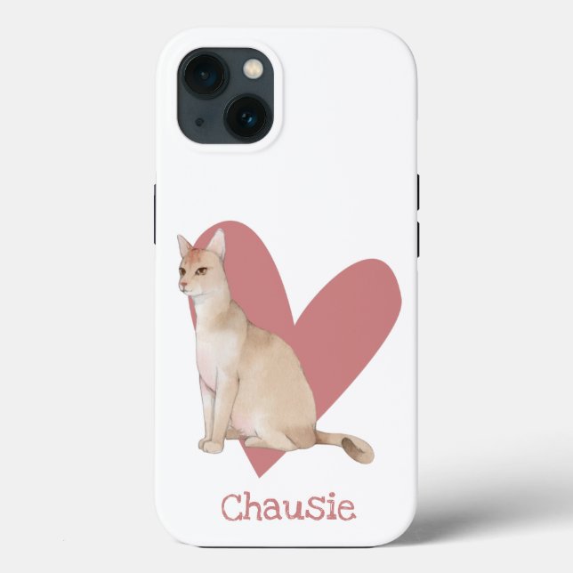 Coques Case-Mate iPhone Chausie Chat Aquarelle Kitty Coeur rose (Verso)