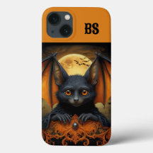 chauve-souris Halloween effrayante orange et noire
