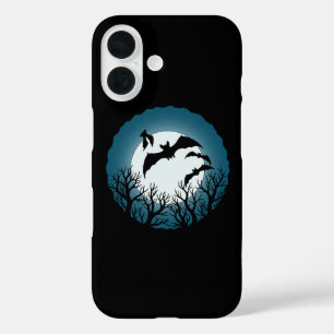 Coque Pour iPhone 16 Chauves-souris et arbres contre la lune