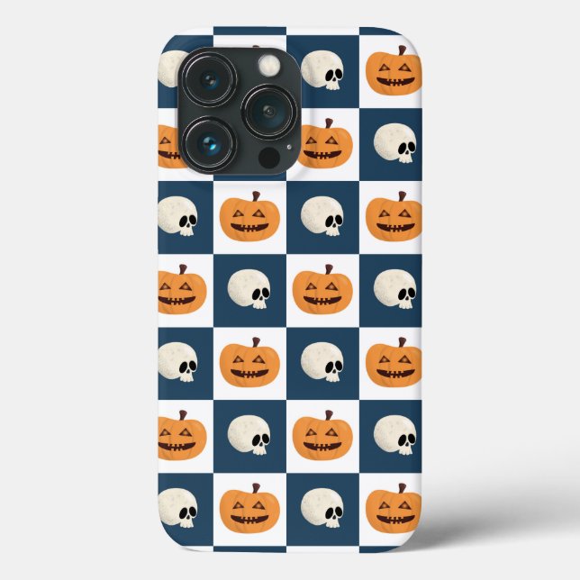 Coques Case-Mate iPhone Checks de Skulls et Pumkins (Verso)