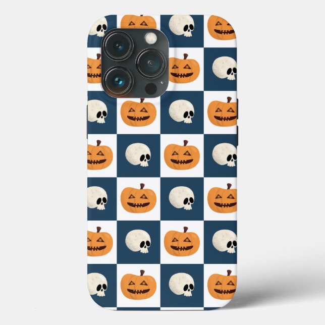 Coques Case-Mate iPhone Checks de Skulls et Pumkins (Verso)