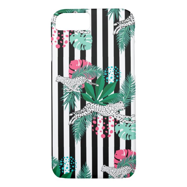 Coques Case-Mate iPhone Cheetah avec motif rétro feuille tropical (Dos)