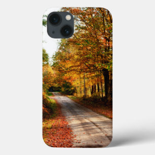 Coques Pour iPhone Chemin de bois avec feuillage de chute