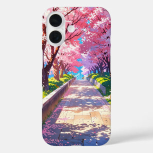 Coque Pour iPhone 16 Chemin de Fleur de Cerisier - Paysage printanier A