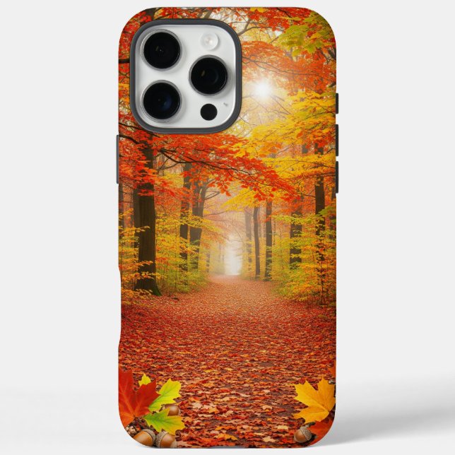 Coques Case-Mate iPhone Chemin forestier d'automne chaud avec Feuilles d'o (Verso)