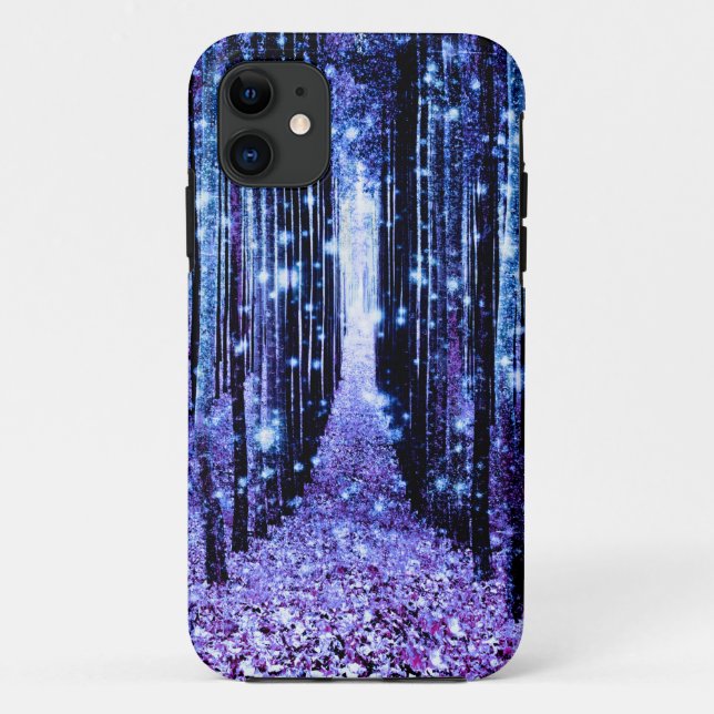 Coques Case-Mate iPhone Chemin magique de la forêt violet bleu (Dos)