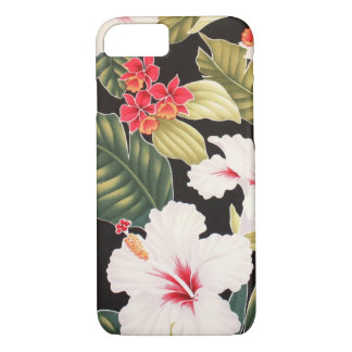 Coque iPhone 8/7 Chemise Aloha Hibiscus Noir