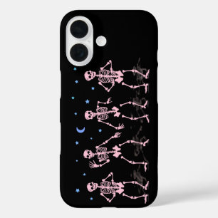 Coque Pour iPhone 16 Chemise d'Halloween squelette rose dansant