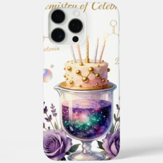 Coque iPhone 16 Pro Max Chemistry Birthday Celebration Flask and Floral Ca