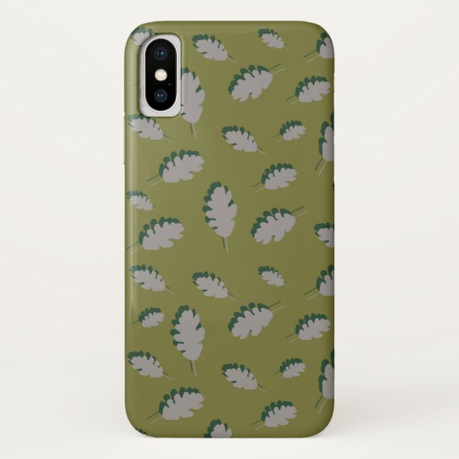 Coques Case-Mate iPhone Chêne feuille guacomole gris motif (Dos)