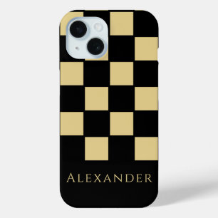 Coque Case-Mate iPhone Chèque noir et or personnalisé