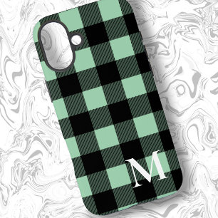 Coque Pour iPhone 16 Plus Chèque Plaid Buffle Vert Mint