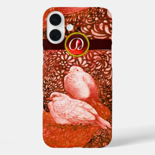 COQUE POUR iPhone 16 PLUS CHÈQUES BLANCS EN MONOGRAM ROUGE