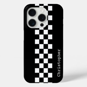 Coque Case-Mate iPhone Chèques de course personnalisées en noir et blanc