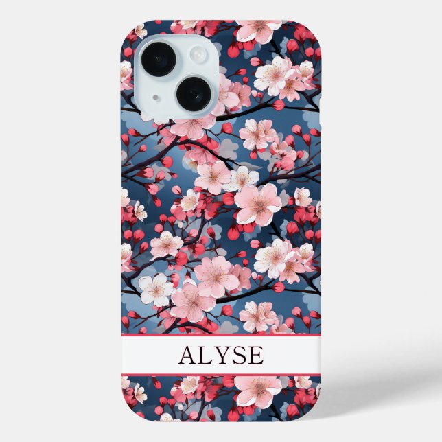 Coques Case-Mate iPhone Cherry Blossoms Japanese Sakura Monogrammed (Verso)