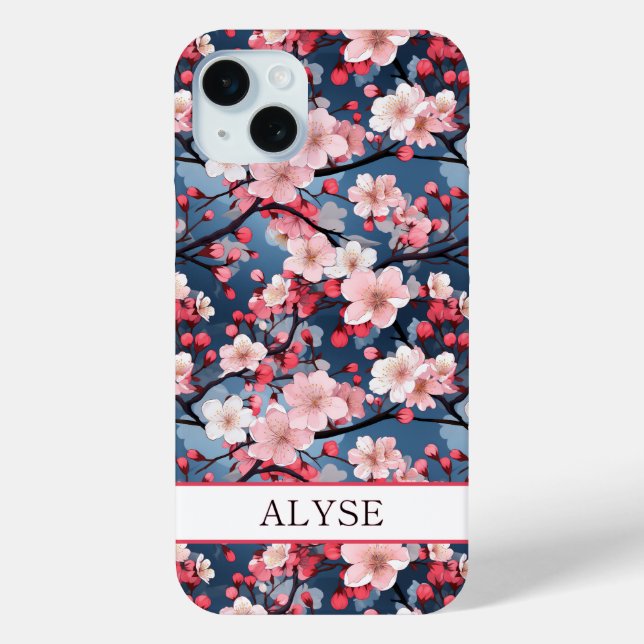 Coques Case-Mate iPhone Cherry Blossoms Japanese Sakura Monogrammed (Verso)
