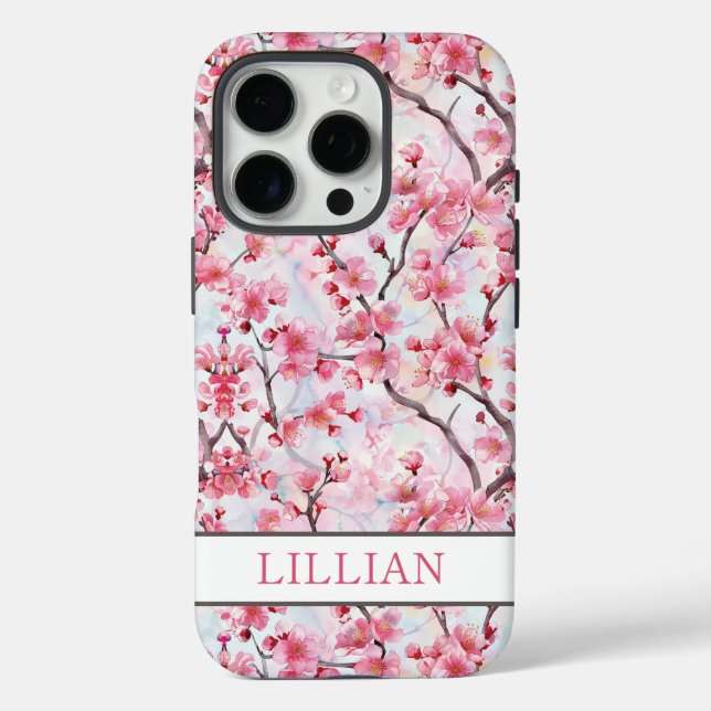 Coques Case-Mate iPhone Cherry Blossoms Sakura Monogrammed (Verso)