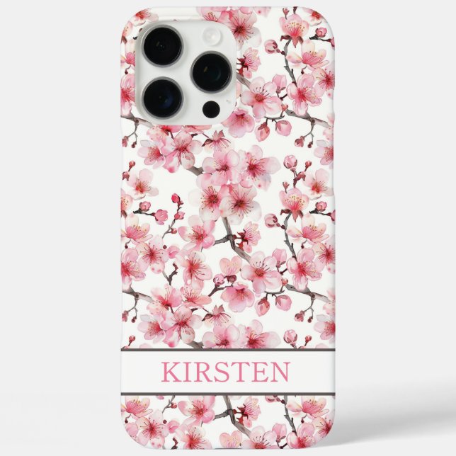 Coques Case-Mate iPhone Cherry Blossoms Sakura Pattern Monogrammed (Verso)