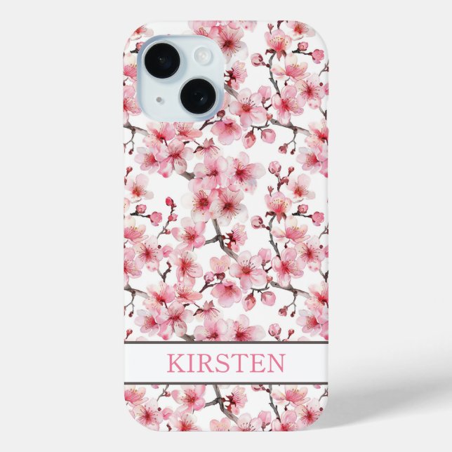 Coques Case-Mate iPhone Cherry Blossoms Sakura Pattern Monogrammed (Verso)